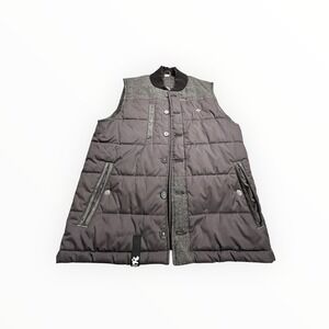 LRG Lifted Research Group Mens Grey Herringbone Puffer Vest Small